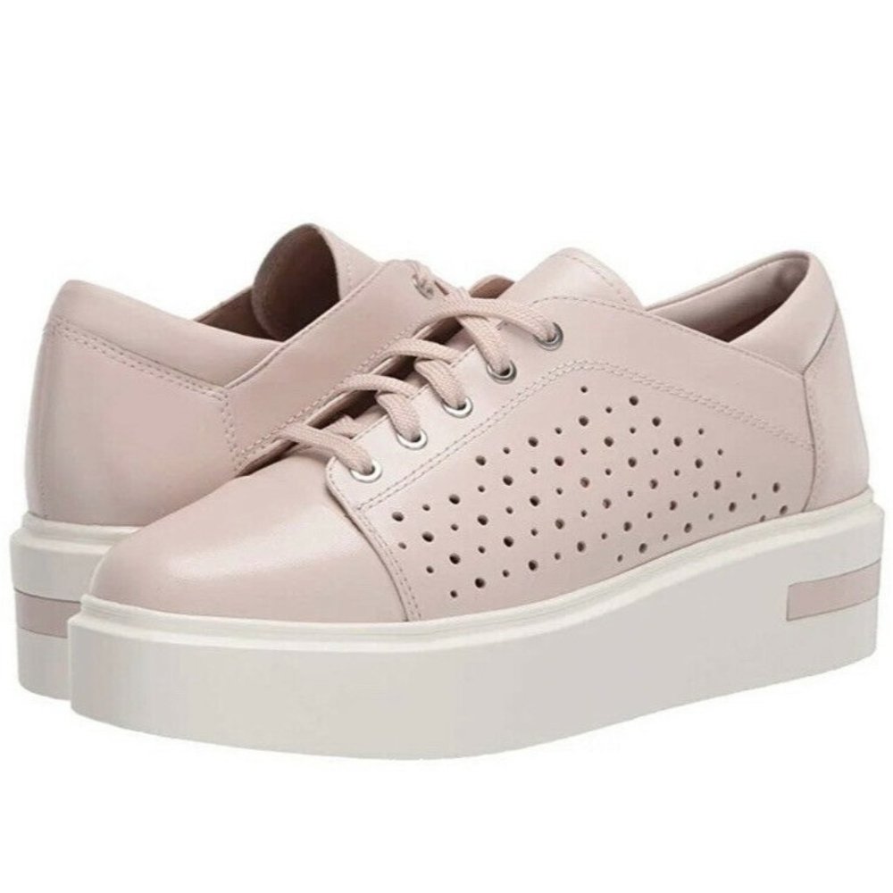 NEW Linea Paolo Kendra Platform Lace Up Casual Sneaker Pale Pink Suede - Picture 1 of 9